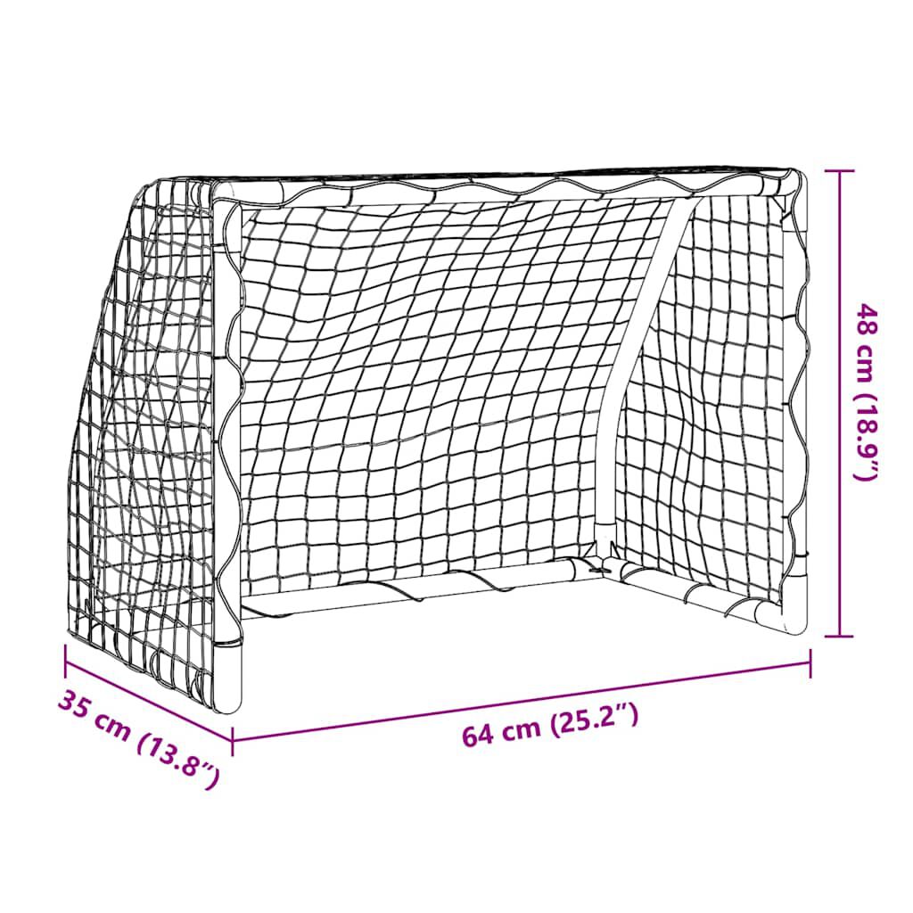 vidaXL Fußballtore für Kinder 2 Stk. mit Ball Weiß 64x35x48 cm Metall