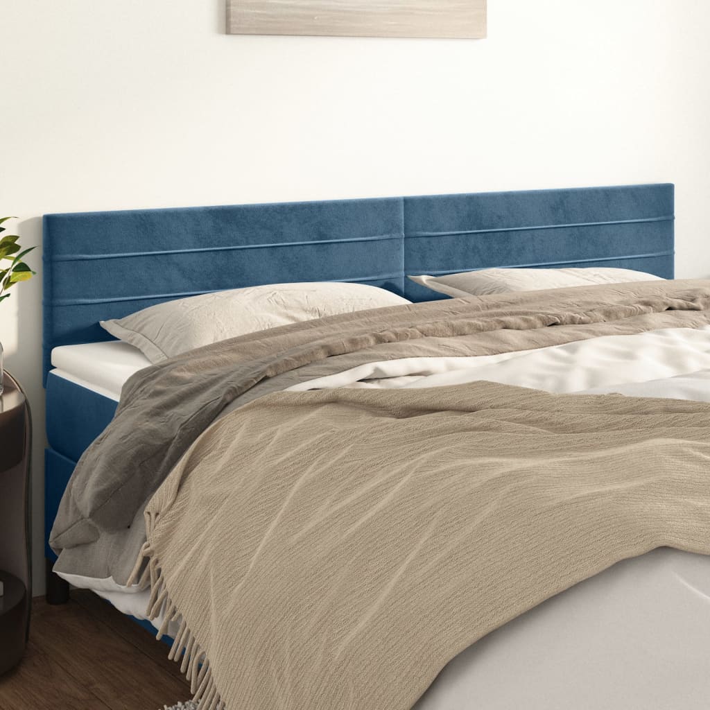 Kopfteile 2 Stk. Dunkelblau 90x5x78/88 cm Samt Weich Elegant Komfortabel 