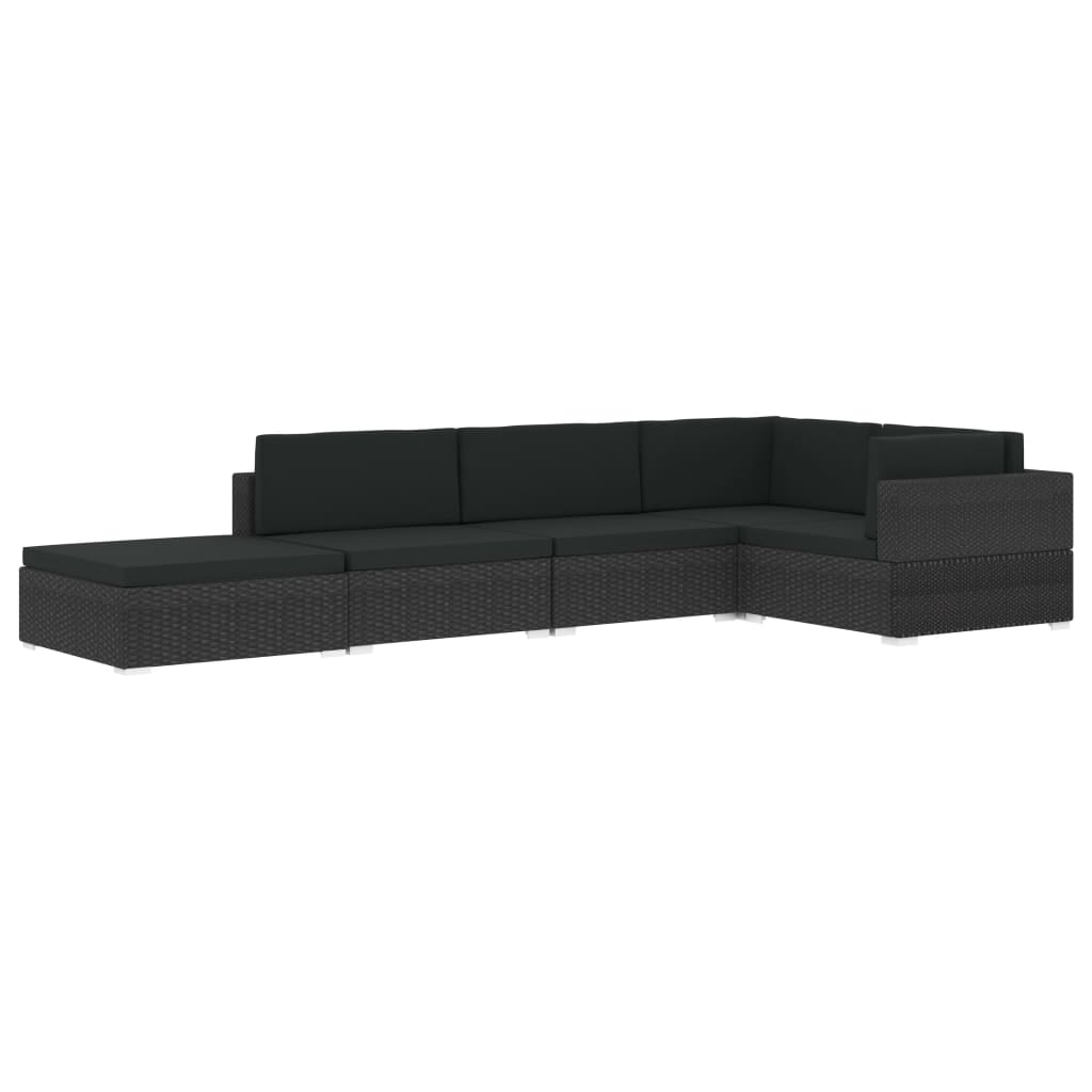 Garten Sofa Mittelteil Schwarz Poly Rattan Inkl. Bequeme Auflagen Kombinierbar