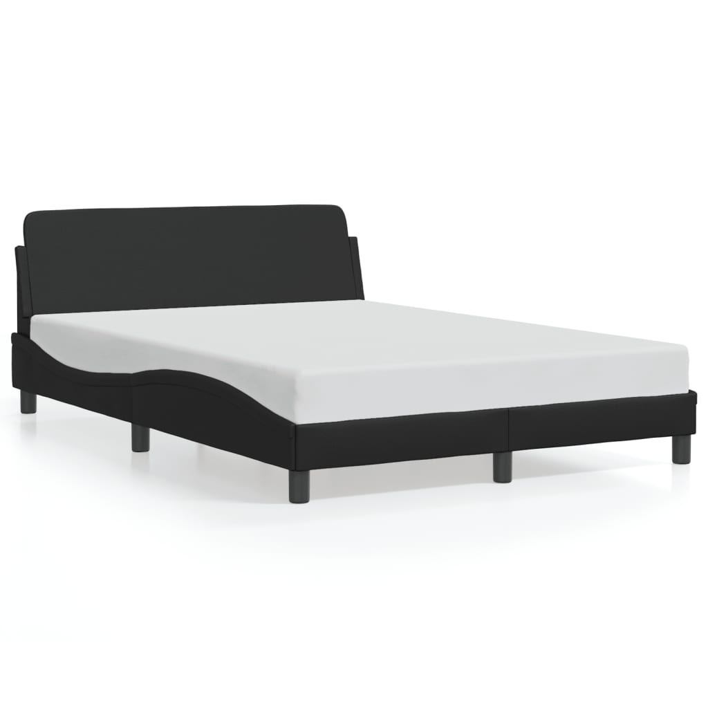 Bettgestell 120x200 cm – Kunstleder Schwarz mit Kopfteil Komfort modern