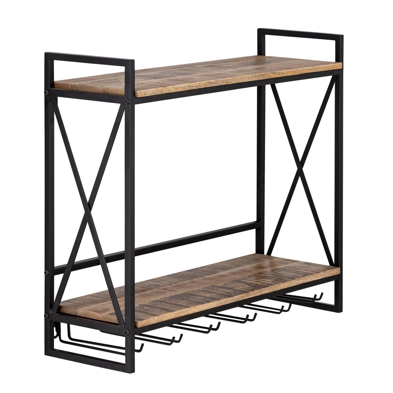 Weinregal Holz Hausbar Flaschenregal 60x45x25cm Rio Mangoholz Metall-Gestell