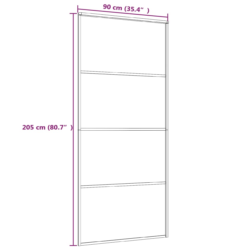 vidaXL Schiebetür ESG-Glas und Aluminium 90x205 cm Weiß