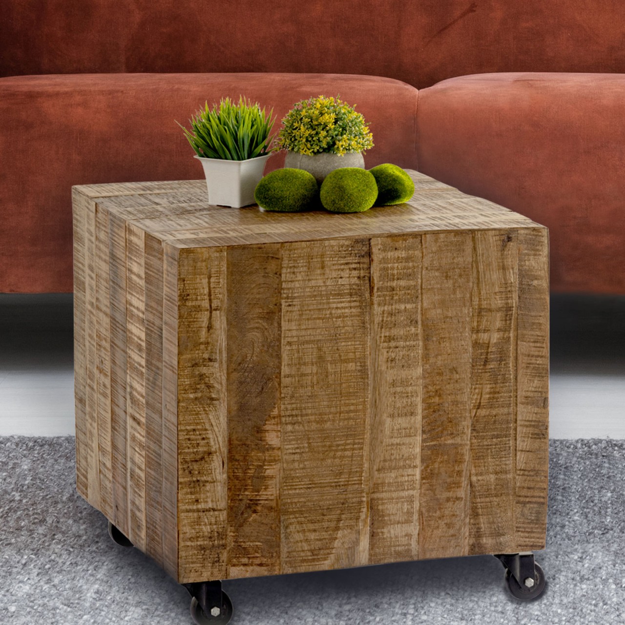 Couchtisch quadratisch 45 x 45 x 45 cm Beistelltisch Blumentisch nachhaltig Mango Altholz Couchtisch quadratisch 45 x 45 x 45 cm Beistelltisch Blumentisch nachhaltig Mango Altholz