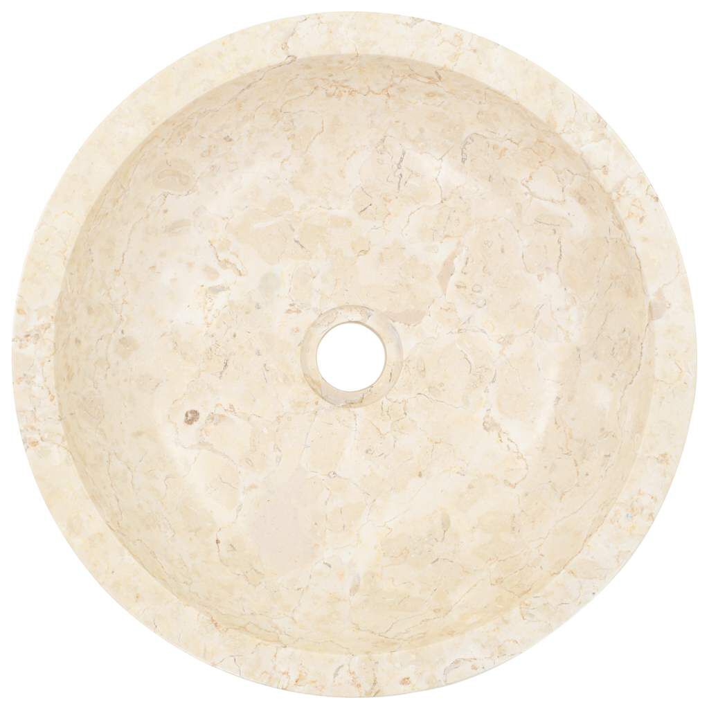 Waschbecken rund Creme 40x12 cm hochwertiger Marmor Naturstein