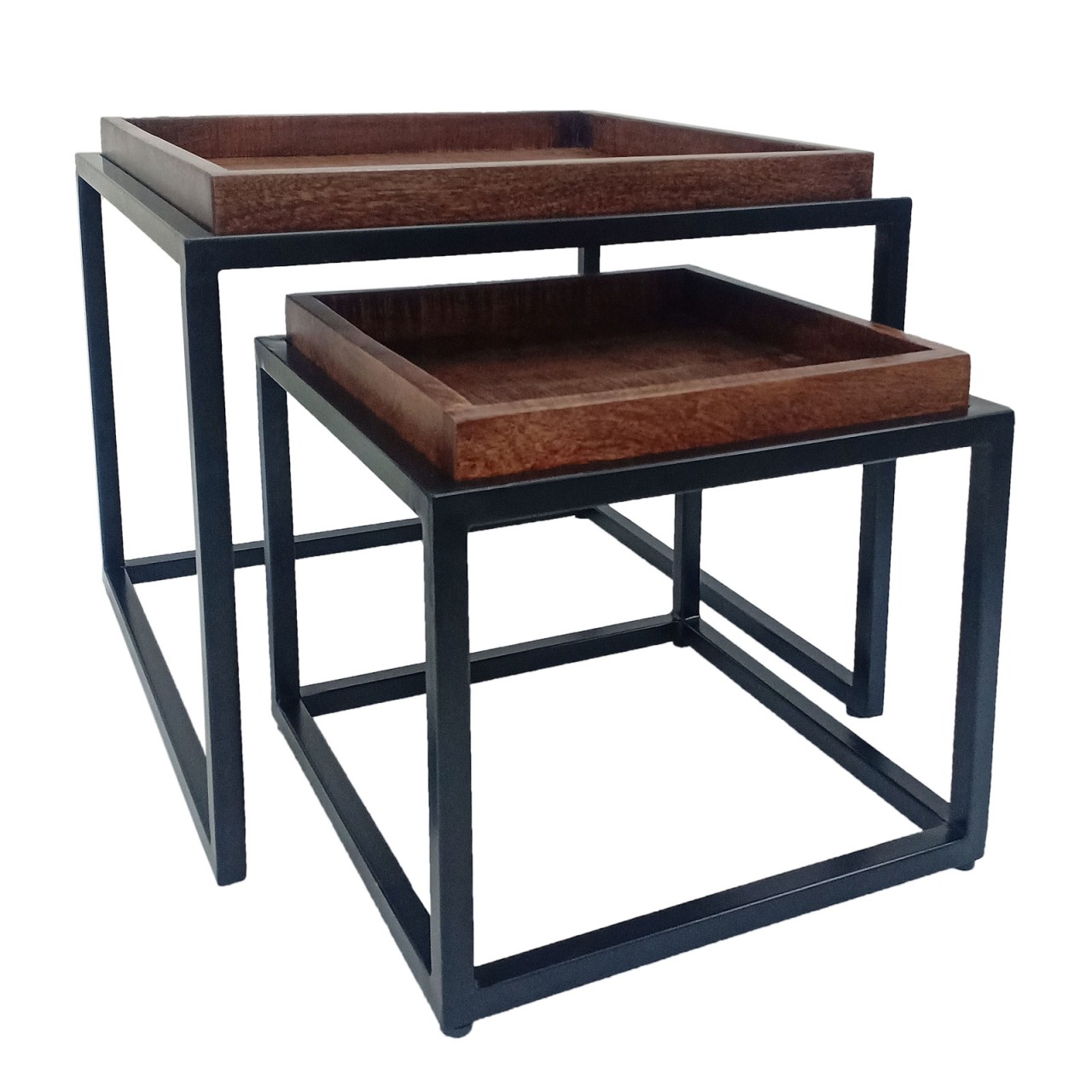 Couchtisch 2er Set quadratisch Satztisch Seattle Metall Gestell