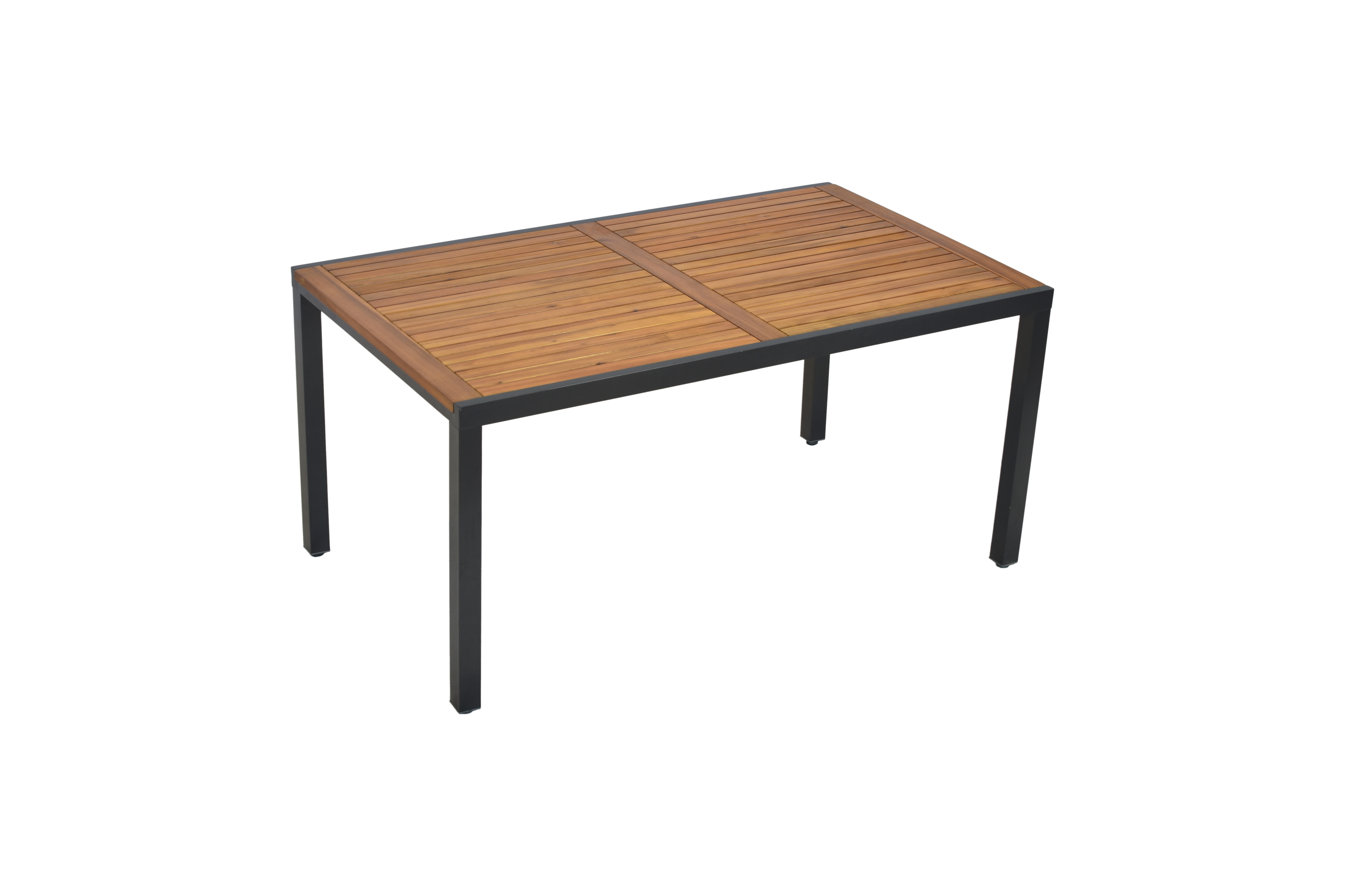 Merxx Astros Gartenmöbel Set für 6 Personen 13 teilig aus Aluminium und FSC Akazienholz mit Tisch 150x90 cm 6 verstellbare Klappsessel mit Akazienholz Armlehnen und graue Kissen