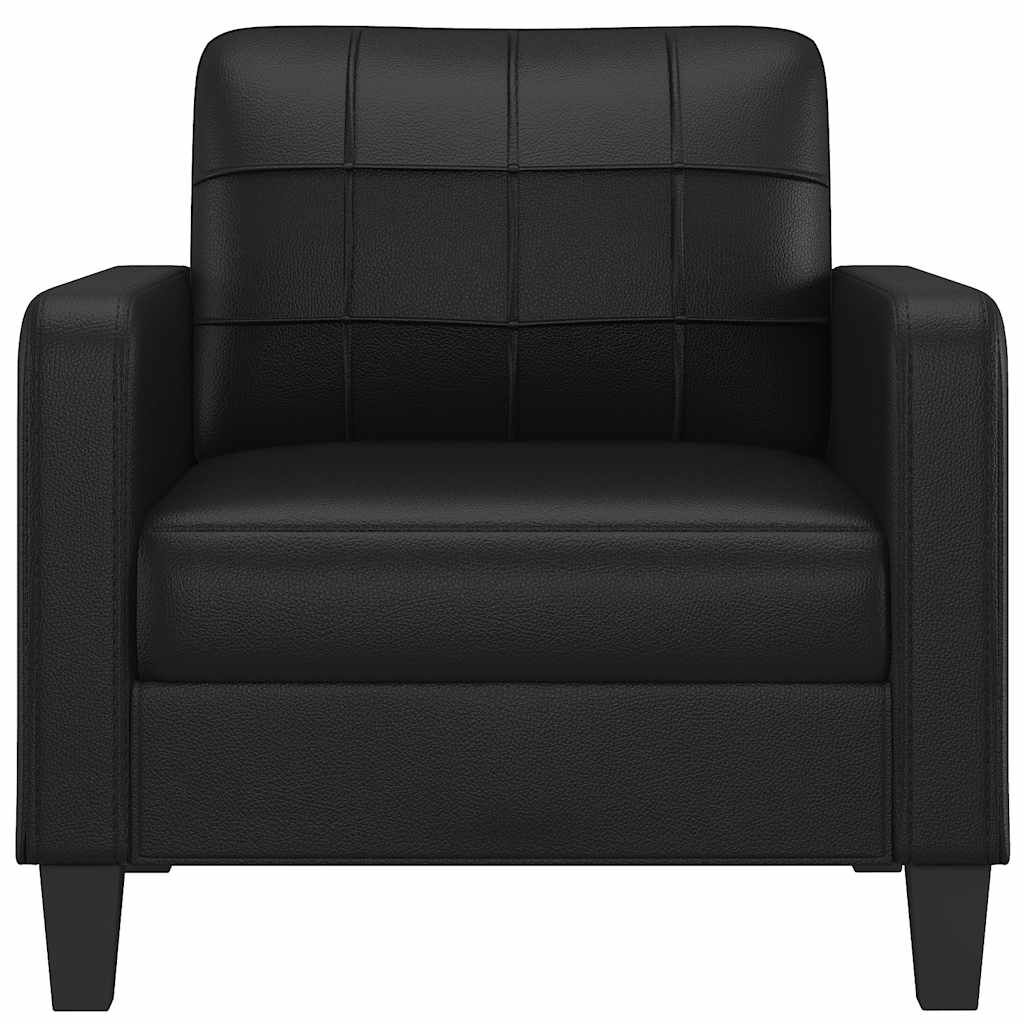 Schwarzer Sessel 60 cm Sitzbreite gepolstert Kunstleder modern