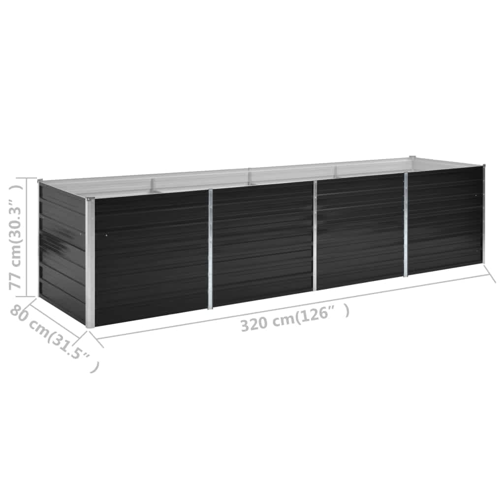 Garten-Hochbeet Anthrazit 320 x 80 x 77 cm Verzinkter Stahl Hochbeet Gemüsebeet