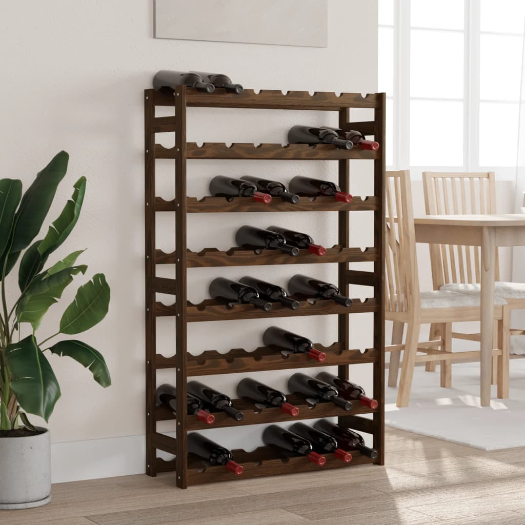 Weinregal für 56 Flaschen Braun Massivholz Kiefer stabil elegant praktisch