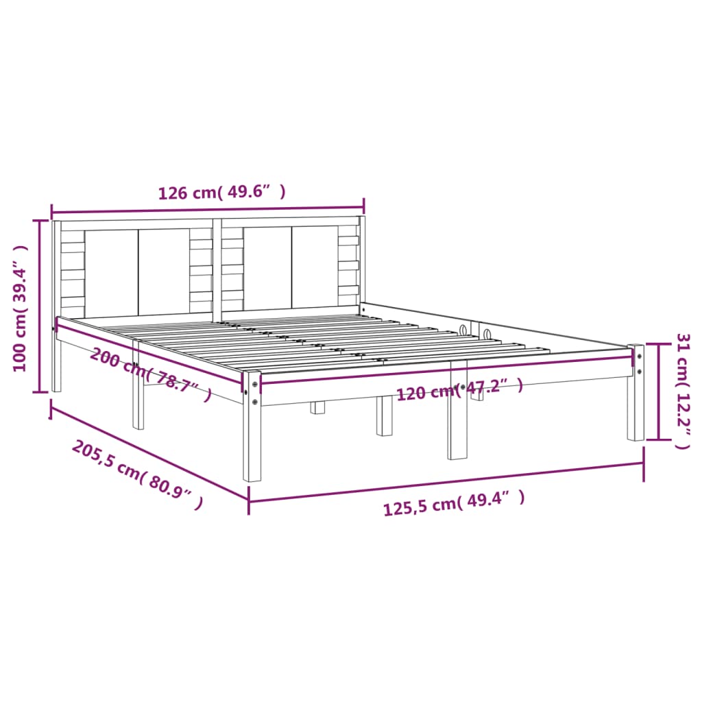 Bettgestell Einzelbett Weiß Massivholz 90x190cm ohne Kopfteil Jugendbett