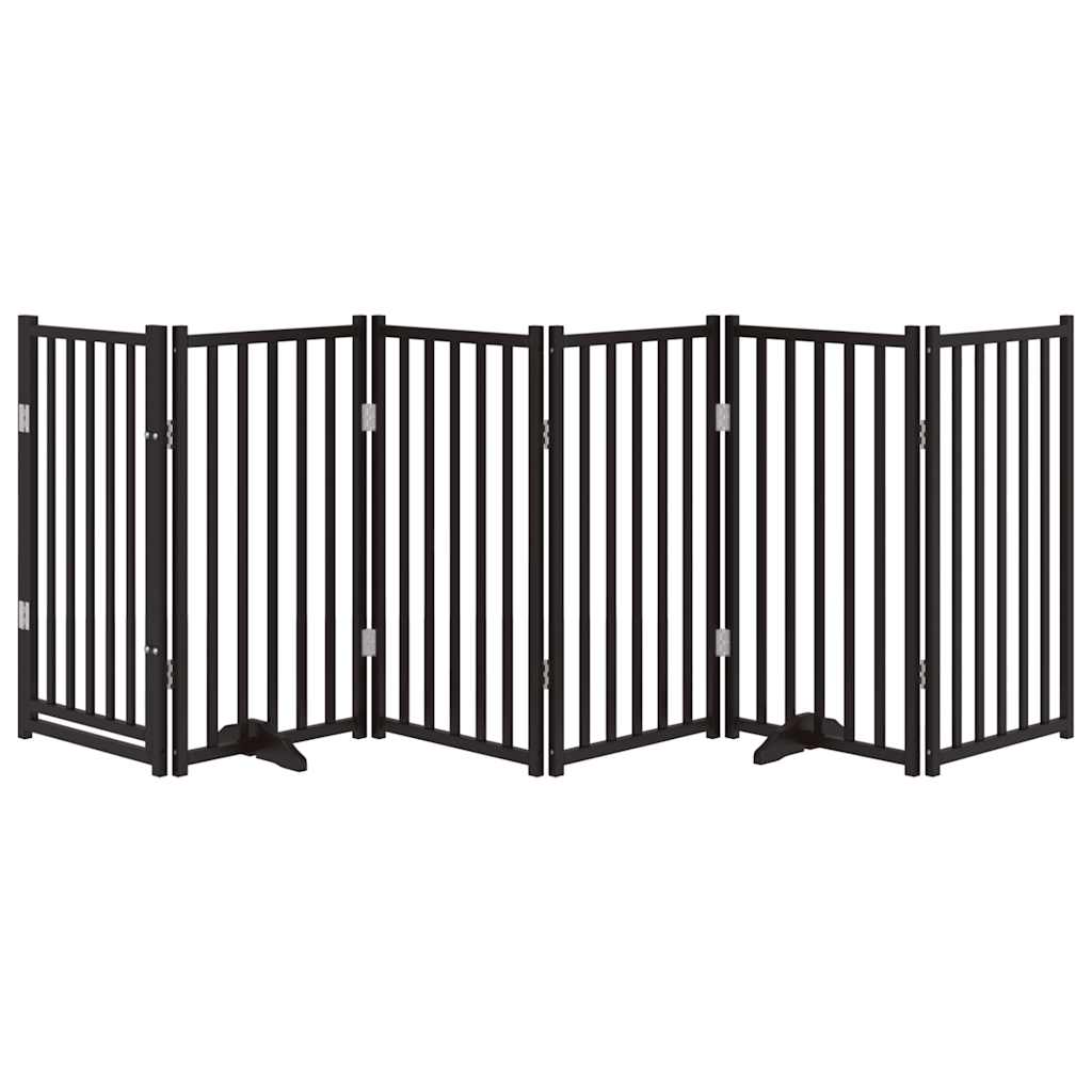 Hunde Schutzgitter Schwarz Tanne 300 cm Flexibles 6-teiliges Massivholztor