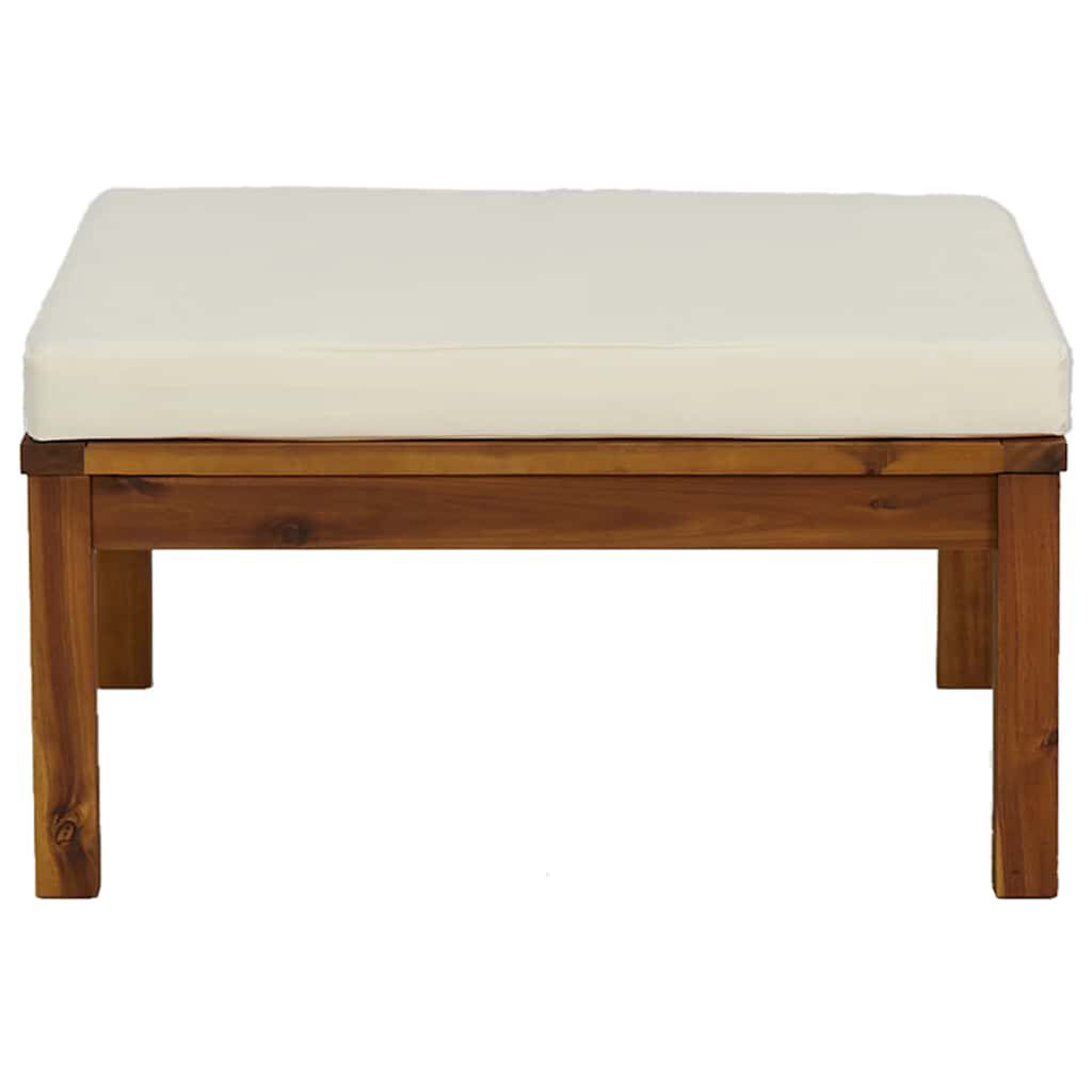 3-tlg. Garten-Lounge-Set mit Cremeweißen Kissen Akazienholz