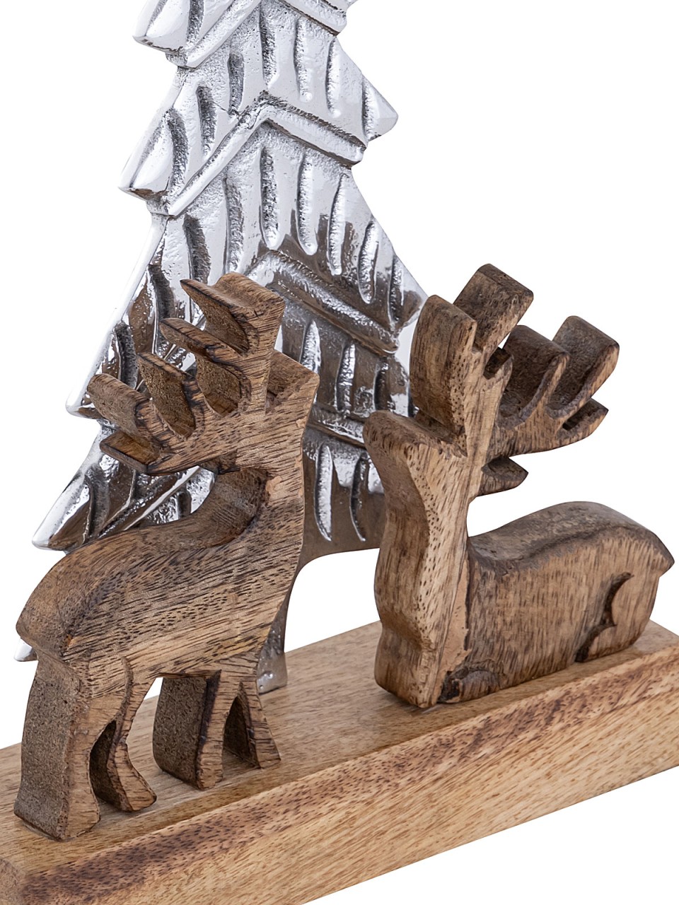 Dekofigur Weihnachtsbaum mit Hirschen 20x31cm Masterbox 8-teilig Weihnachtsdeko Aluminium
