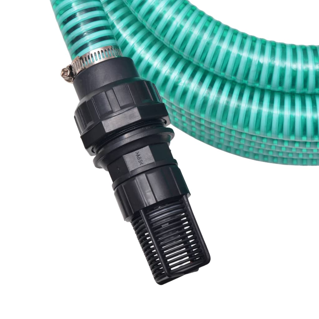 Saugschlauch-Set Grün PVC 7m 1" Anschluss mit Fußventil und Sieb für Gartenpumpen