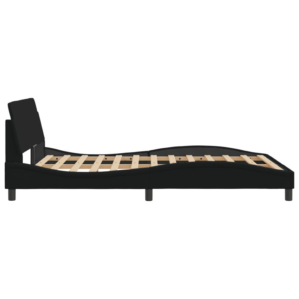 Bettgestell Schwarz 140x190 cm aus Stoff ohne Matratze stabil und modern