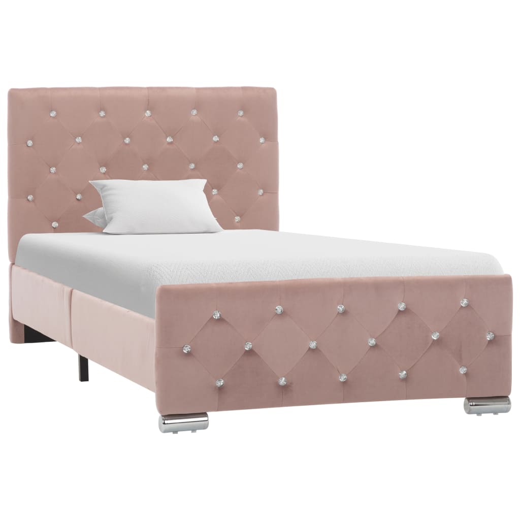 Bettgestell Rosa 90x200 cm Weicher Samt hochwertiger Look Modern stilvoll