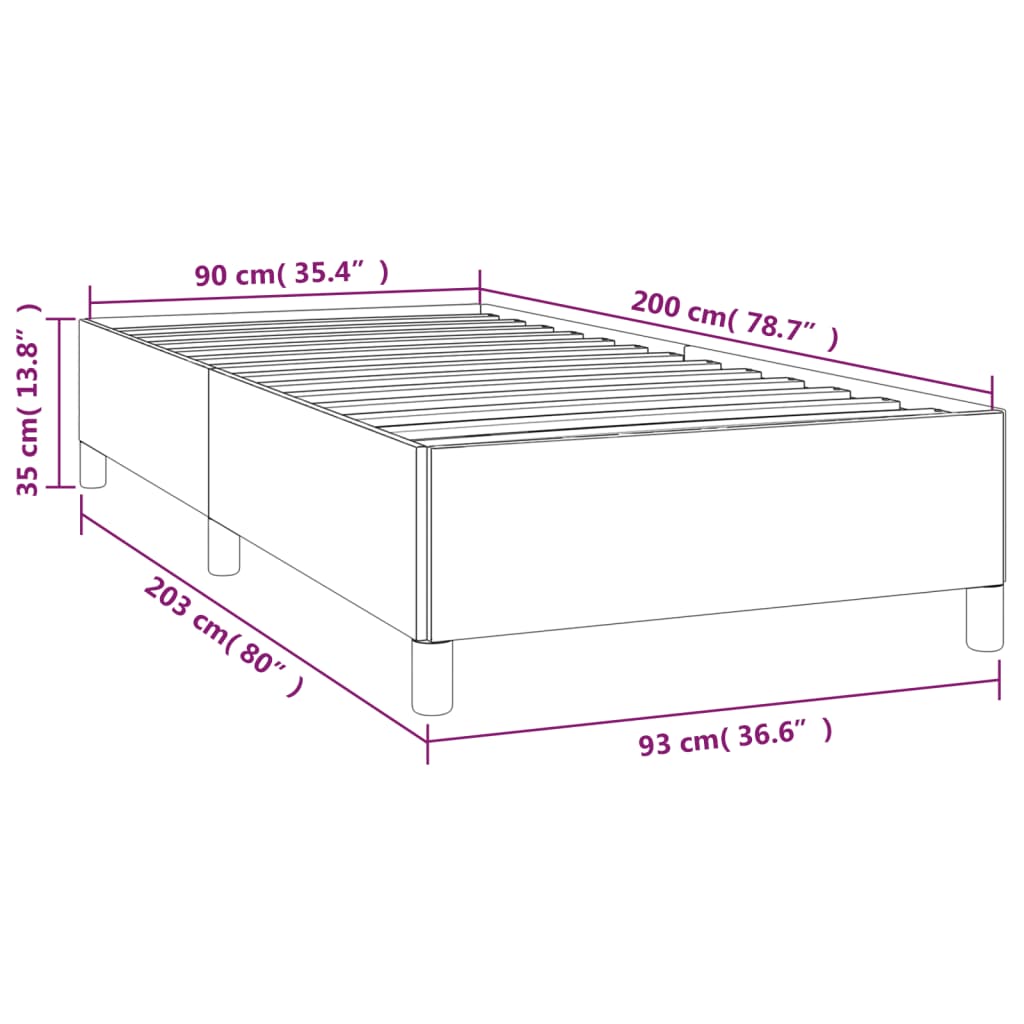 Bettgestell Dunkelgrau 90x200 cm ohne Matratze Stilvoll Stabil Funktional