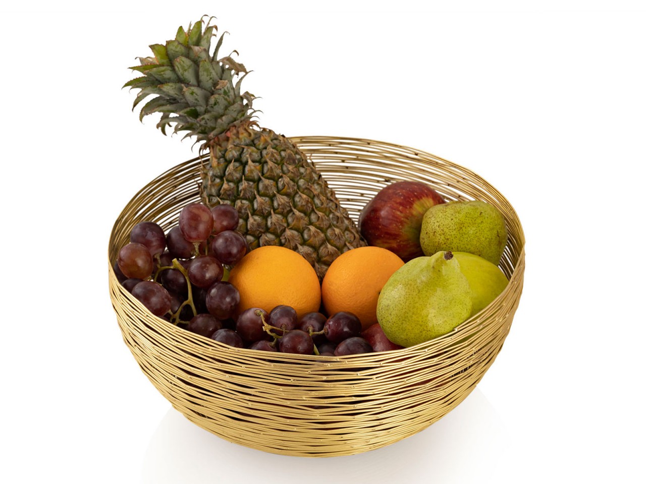 Obstkorb 4-teilig ø 30 cm H 13 cm Brotkorb Obstschale Metall rund silber o. gold dollce Drahtstrukt
