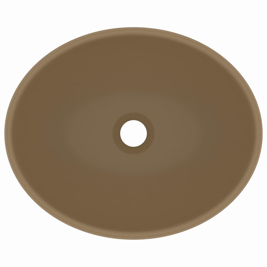 Waschbecken oval 40x33cm Keramik matt creme hochwertig elegant modern Badezimmer
