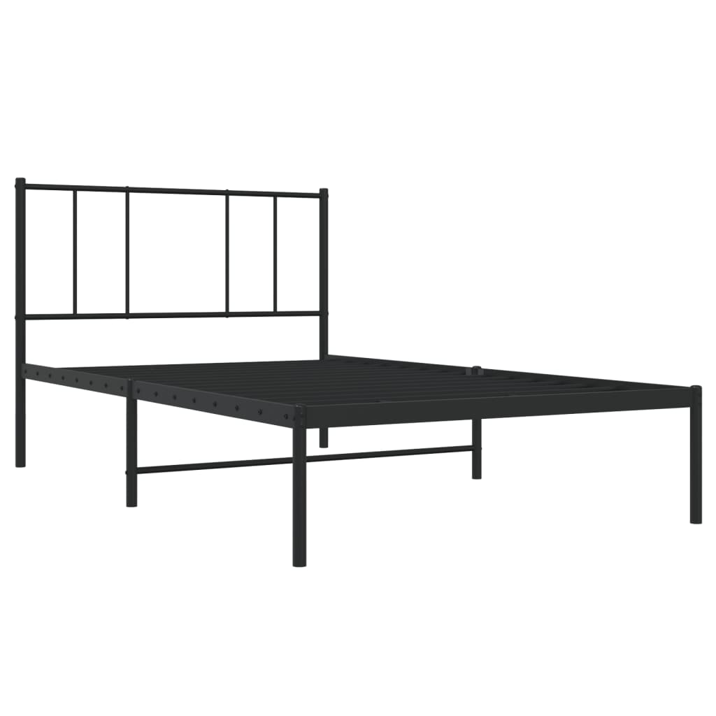 Metallbettgestell mit Kopfteil Einzelbett Bettgestell Schlafzimmermöbel Schwarz 90x200 cm 