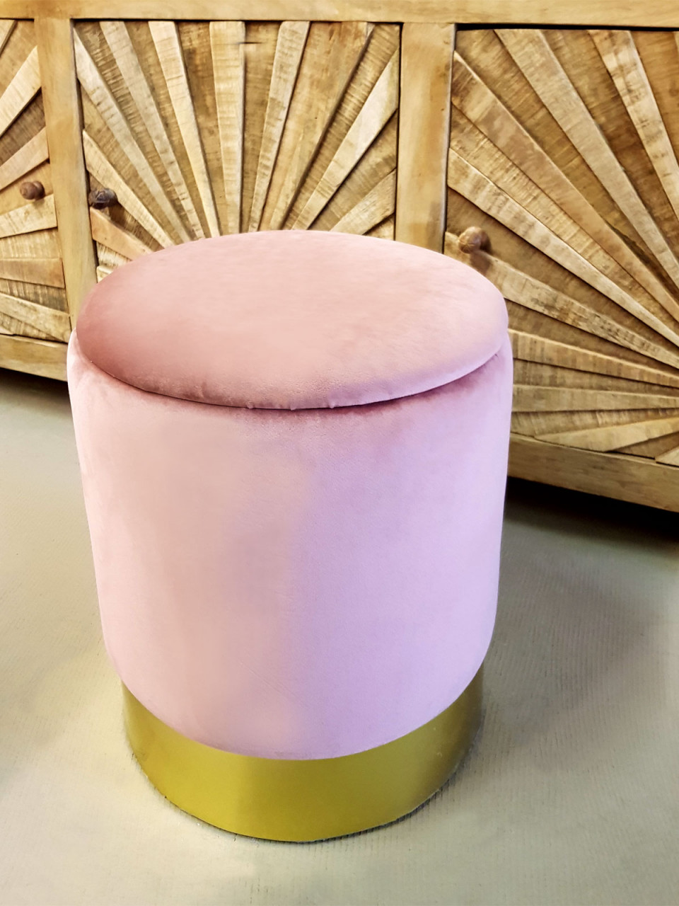 Samthocker Deko Hocker Samt Pouf Dekopouf Velour Hocker mit Stauraum u. Deckel Ø 31 H 38 cm