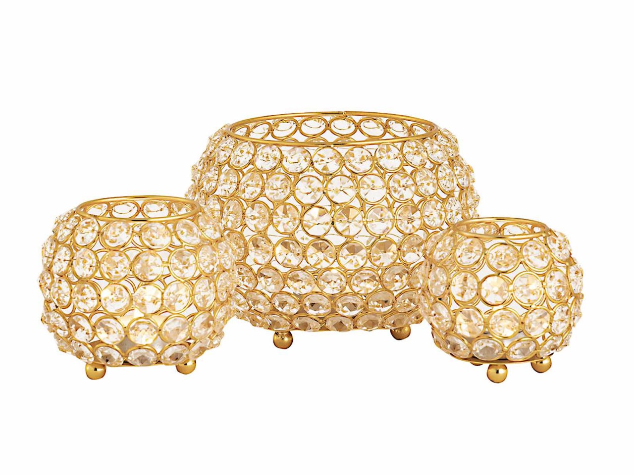 Teelichthalter Kerzenhalter Set 3-teilig Crystal Kerzenständer gold o. silber Vintage Kristall Teelichthalter Kerzenhalter Set 3-teilig Crystal Kerzenständer gold o. silber Vintage Kristall