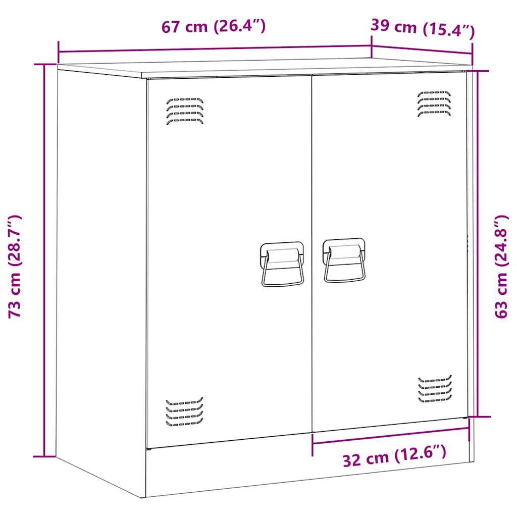 Sideboard aus Stahl in Rosa 67x39x73 cm modernes Möbelstück für Wohnzimmer