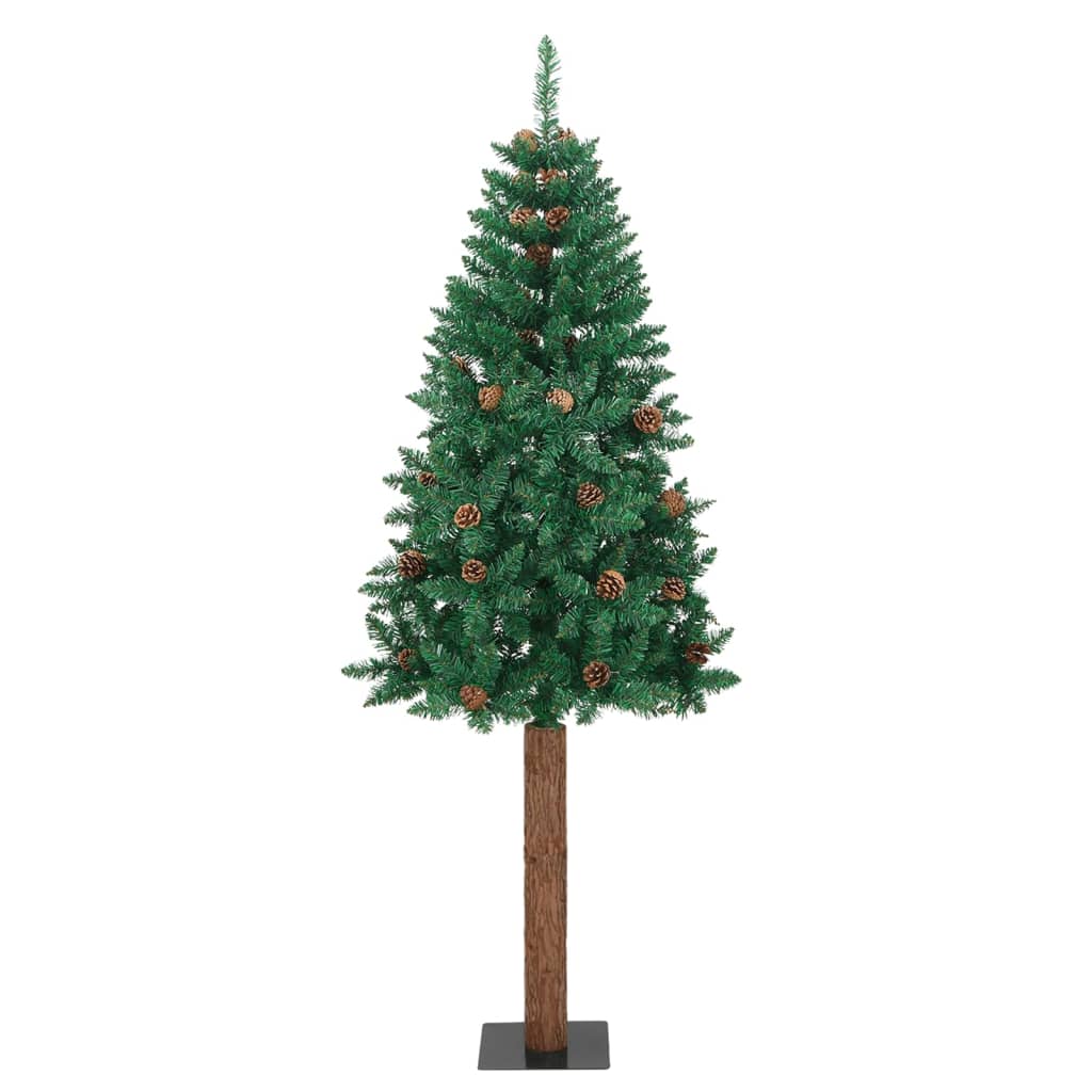 Künstlicher Weihnachtsbaum mit Echtholz, Zapfen Grün 180cm Baum Naturgetreu