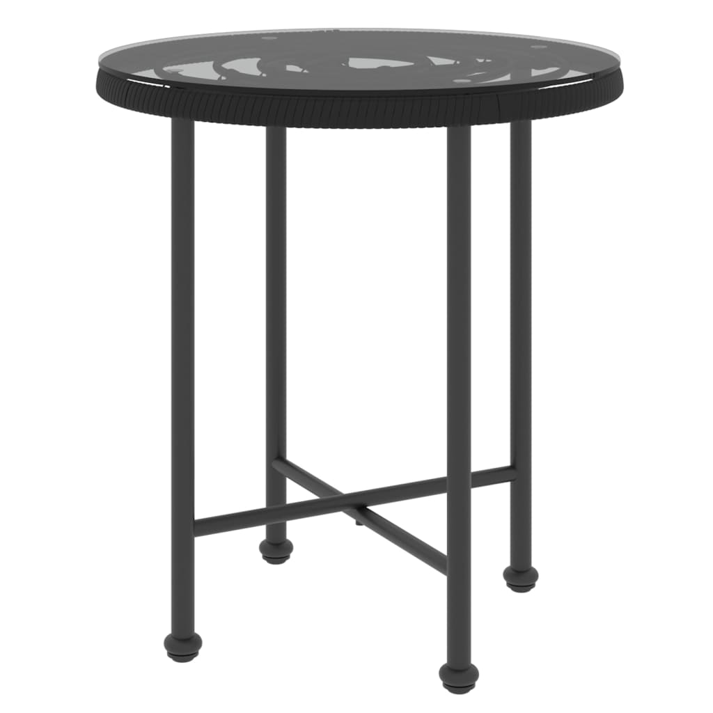 Esstisch schwarz 50 cm Hartglas und Stahl modern robust Esszimmer