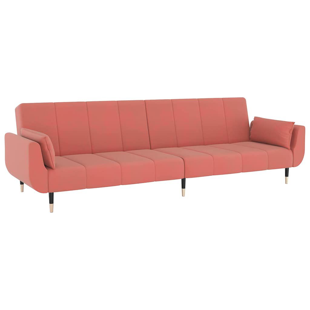 Schlafsofa 2 Sitzer mit 2 Kissen Rosa Samt
