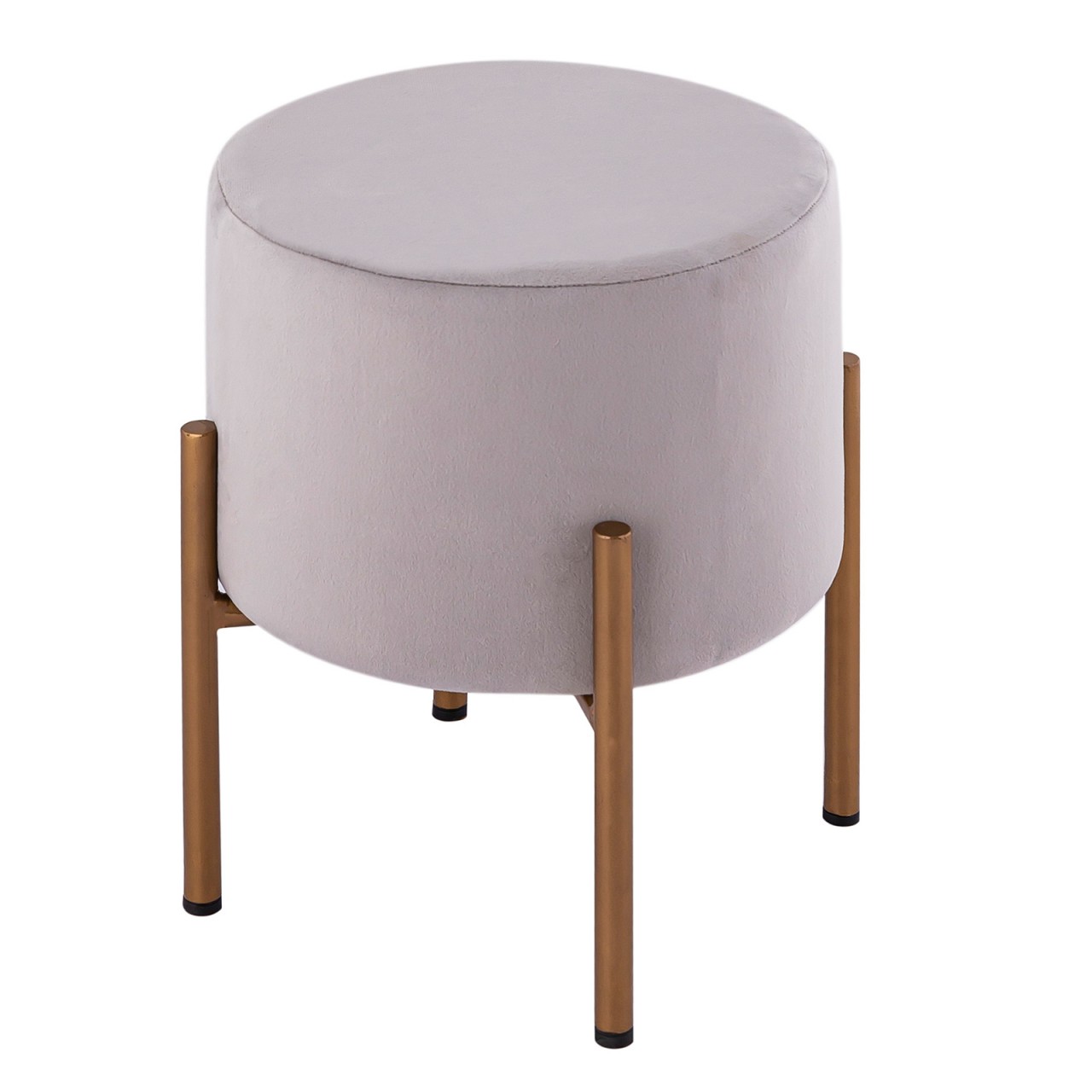 Samt Hocker 2. Wahl Sitzhocker Samt Pouf Ø 32 H 38 cm Sitzpouf Velour mit Füßen rose Eisen gold