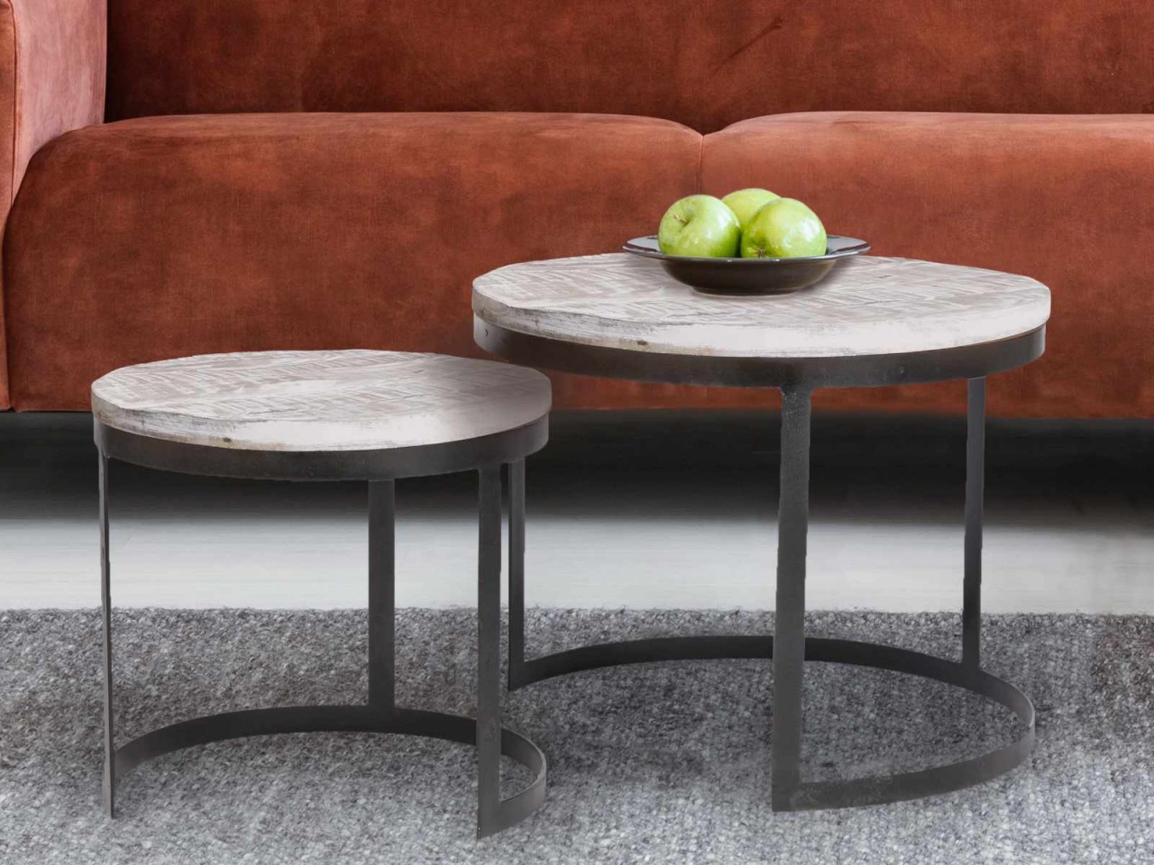 Couchtisch 2er Set Beistelltisch Wohnzimmer-Tisch rund Austin Metall-Gestell altsilber o. schwarz Couchtisch 2er Set Beistelltisch Wohnzimmer-Tisch rund Austin Metall-Gestell altsilber o. schwarz