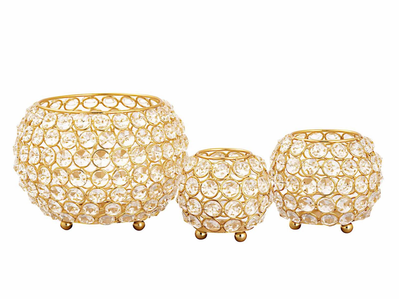 Teelichthalter Kerzenhalter Set 3-teilig Crystal Kerzenständer gold o. silber Vintage Kristall Teelichthalter Kerzenhalter Set 3-teilig Crystal Kerzenständer gold o. silber Vintage Kristall