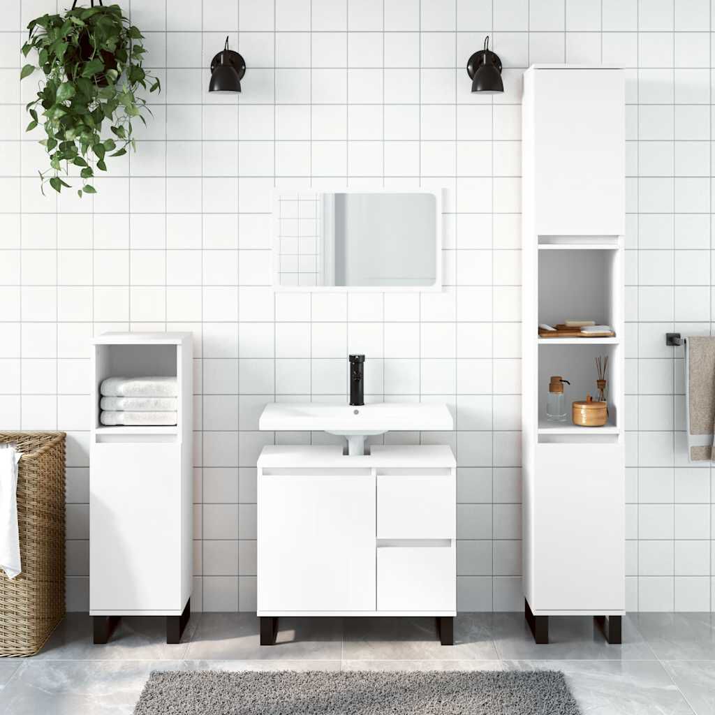 Kompakter Badschrank Weiß 65 x 33 x 60 cm aus Holzwerkstoff modern