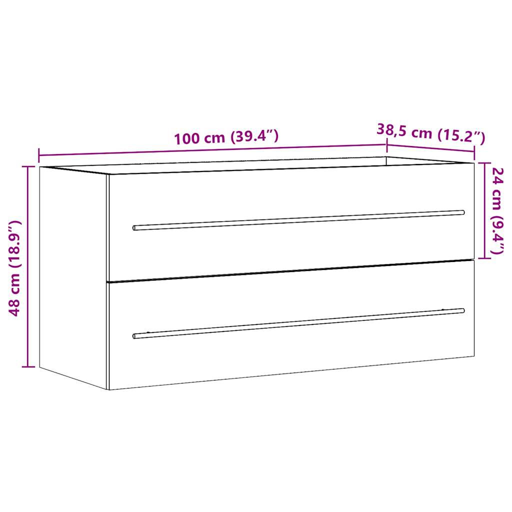 Waschbeckenunterschrank 100 x 38,5 x 48 cm Sonoma-Eiche modern