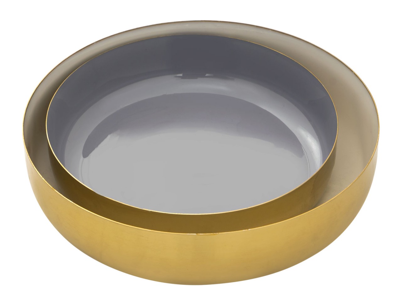 Deko Schale 2er Set rund ø 22/18 cm Knabberschale Glam hochwertig Metall gold und innen Emaille