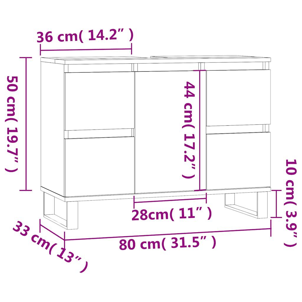 Badschrank Weiß 80x33x60 cm Holzwerkstoff