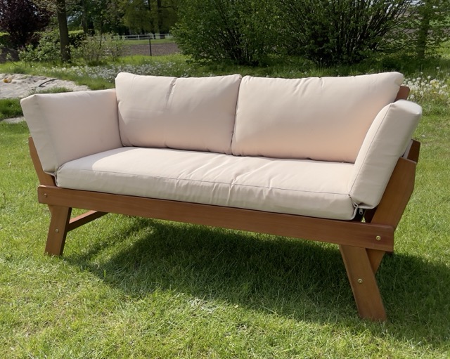 Gartenbank Loungeliege Luis Beige Braun Polster extra 12 cm