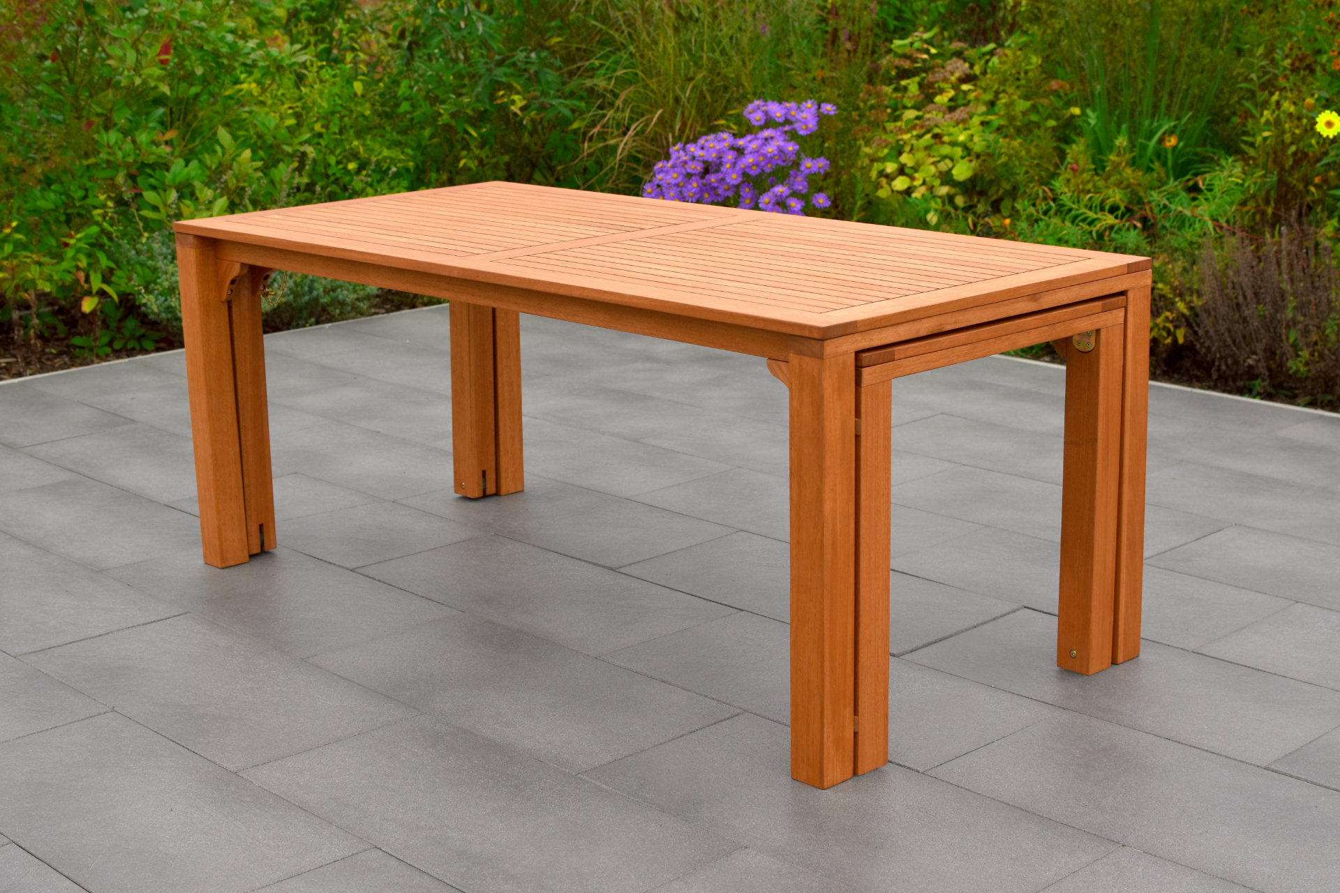 Comodoro Gartenmöbel-Set für 10 Personen – 11-teilig aus FSC® Eukalyptusholz mit Flex-Ausziehtisch 185–370 cm, 8 Klappsesseln & 2 Relax-Klappsesseln mit Fußteil