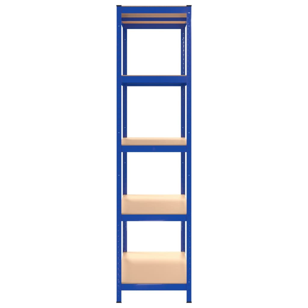 Regalset Regalsystem Blau 2 Stück mit 5 Böden aus Stahl und Holzwerkstoff stabil