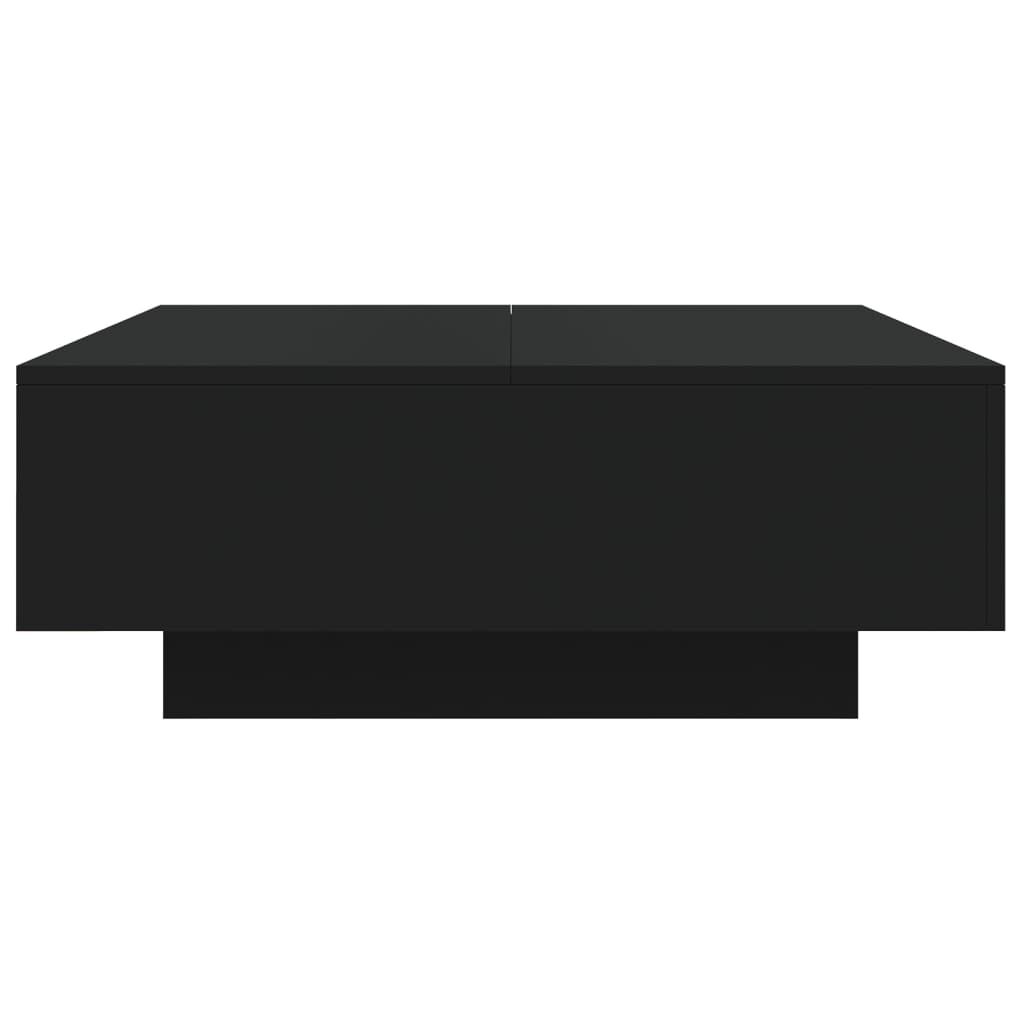 Moderner Couchtisch in Schwarz 80x80x31 cm quadratisch schlicht und praktisch