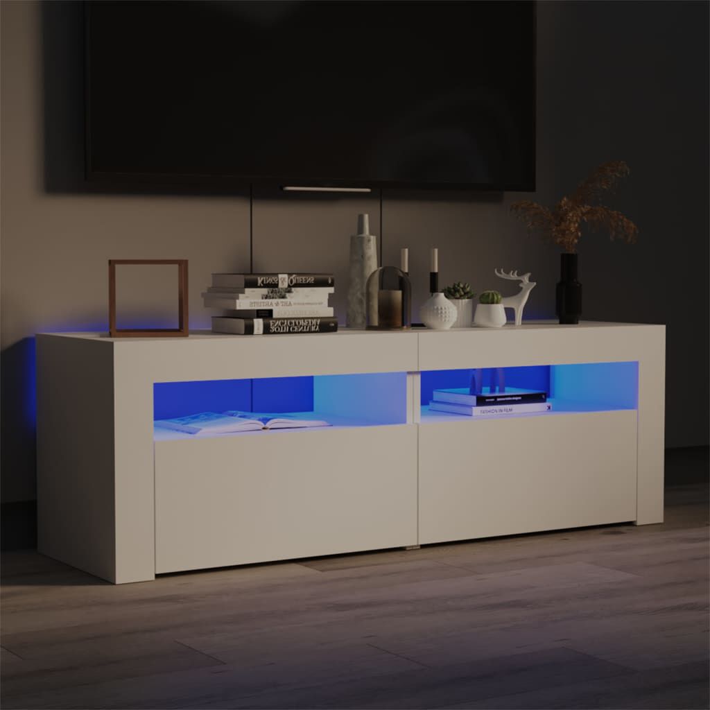 TV-Schrank Weiß 120 x 35 x 40 cm mit LED-Beleuchtung modern schlicht