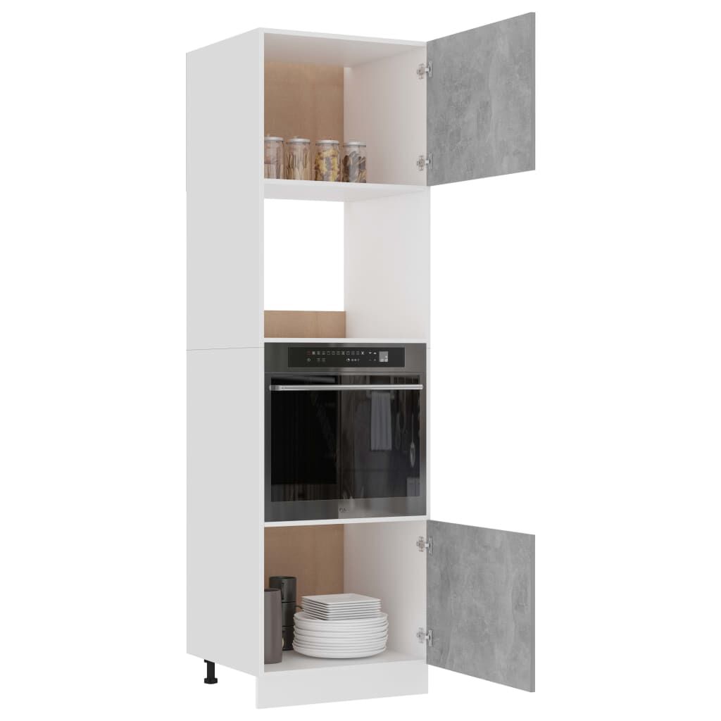 Mikrowellenschrank Betongrau 60 x 57 x 207 cm modern mit viel Stauraum
