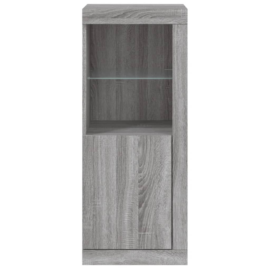 Schrank Sideboard mit LED Beleuchtung Grau Sonoma für Wohnzimmer & Flur