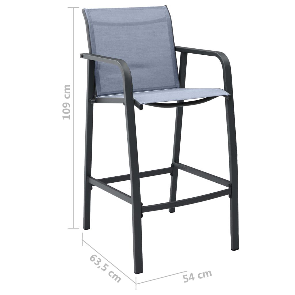 vidaXL Garten-Barstühle 2 Stk. Grau Textilene