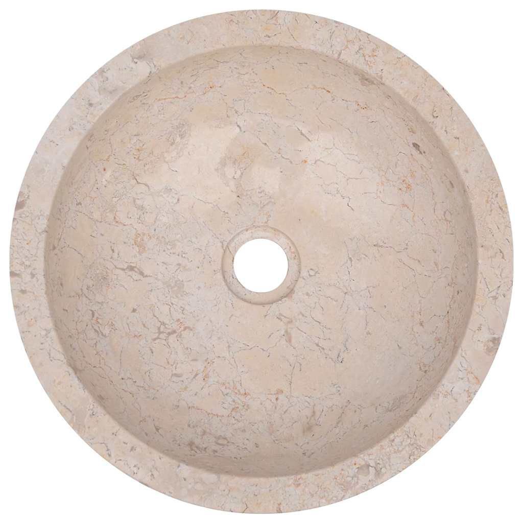 Waschbecken rund Creme 40x12 cm hochwertiger Marmor Naturstein