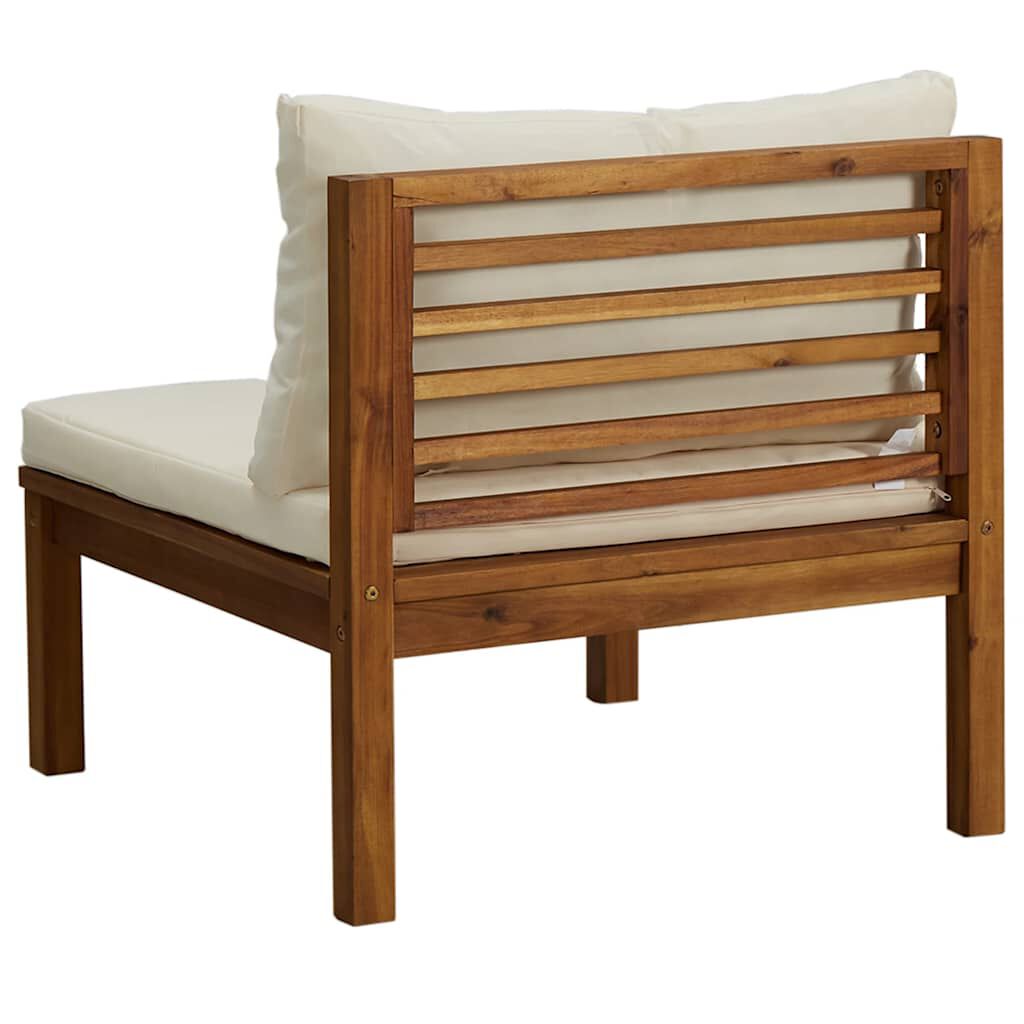 3-tlg. Garten-Lounge-Set mit Cremeweißen Kissen Akazienholz