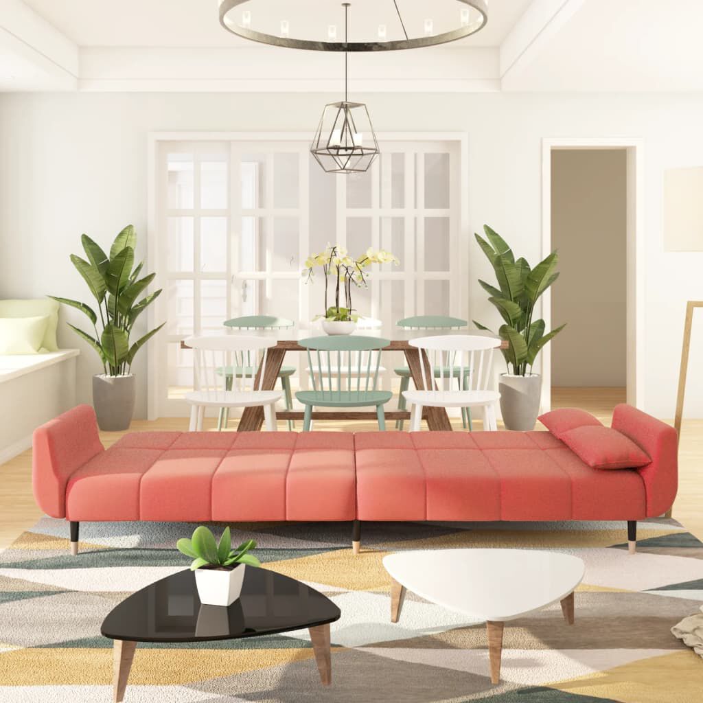 Schlafsofa 2 Sitzer mit 2 Kissen Rosa Samt