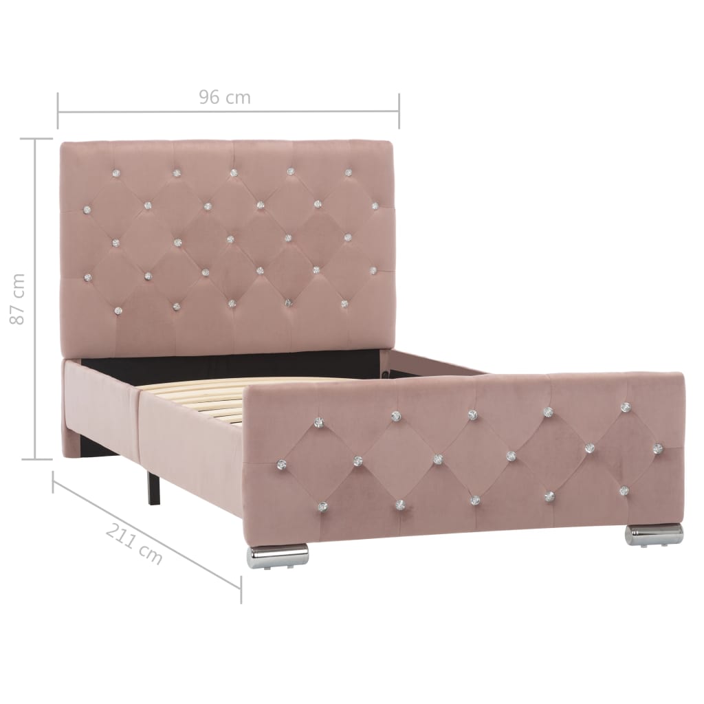 Bettgestell Rosa 90x200 cm Weicher Samt hochwertiger Look Modern stilvoll