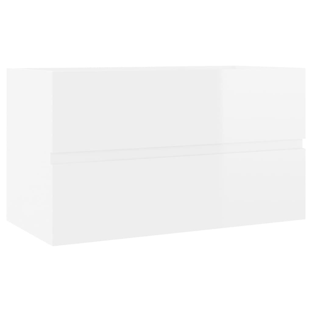 Waschbeckenunterschrank, Hochglanz Weiß, 80 x 38,5 x 45 cm, modern